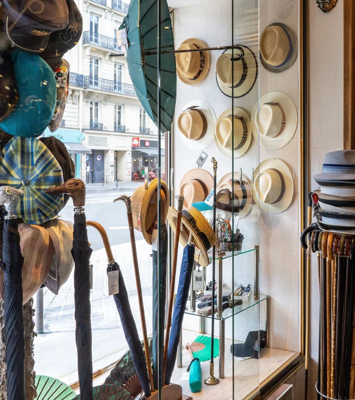 Hats and canes inside Antoine